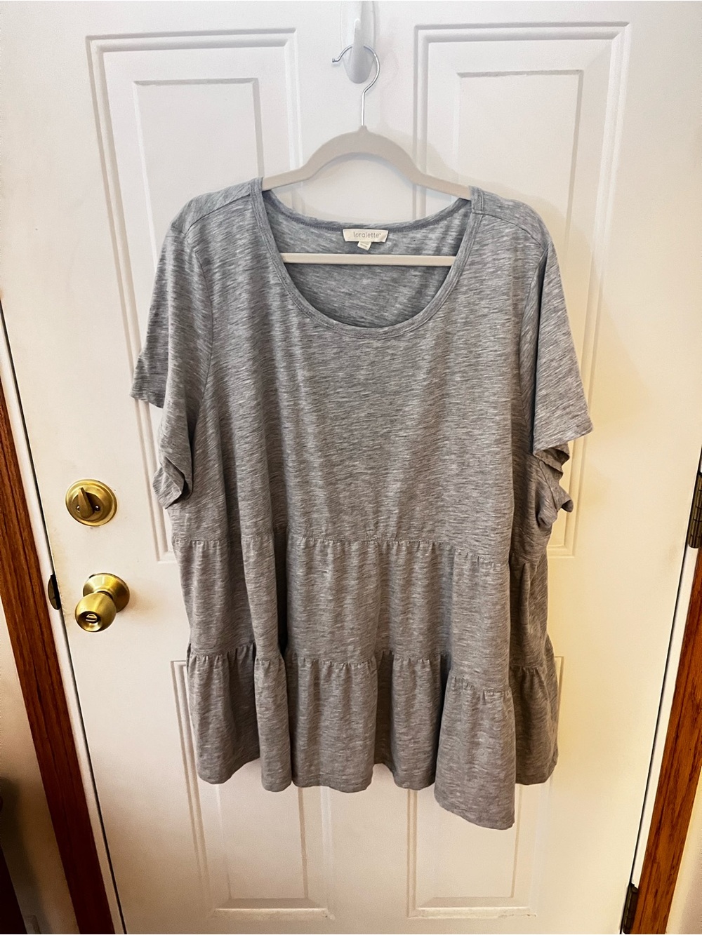 Loralette Heather Gray Tiered Short-Sleeve Tunic-size 26/28